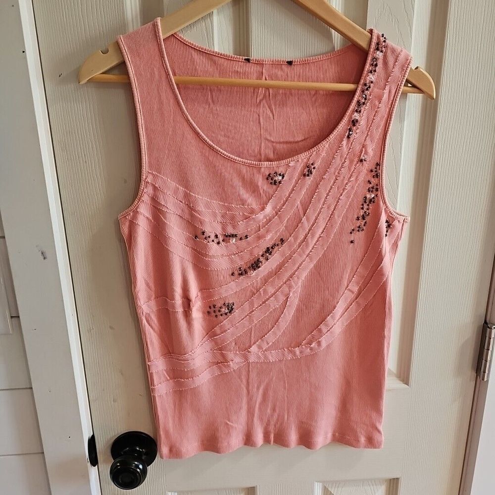 beaded tank top M/L Womens